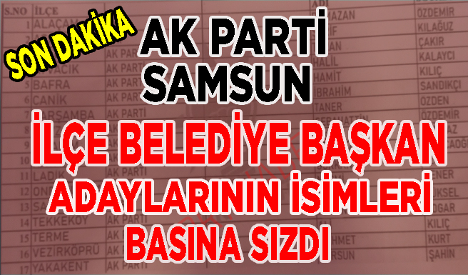 Ak Partinin Samsun İlçe Adayları Belli Oldu Bafra Haber Bafra Haberleri Brt Habercom