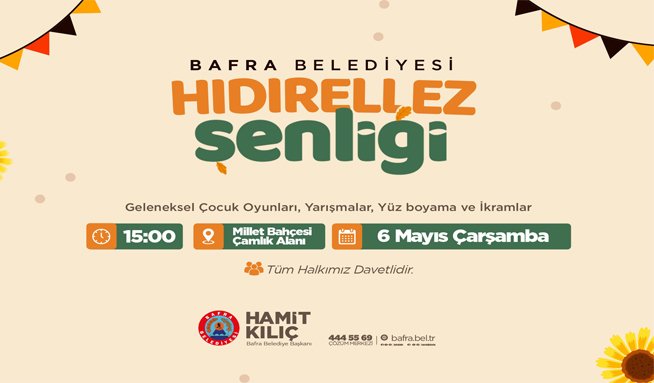 Bafra’da Hıdırellez Coşkusu Millet Bahçesi’nde Yaşanacak