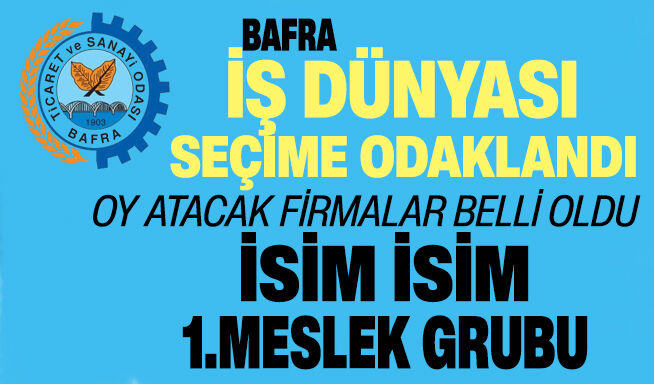 Bafra TSO seçimlerinde oy atacak firmalar belli oldu.