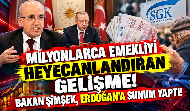 Milyonlarca emekliyi heyecanlandıran gelişme! Bakan Şimşek, Erdoğan'a sunum yaptı