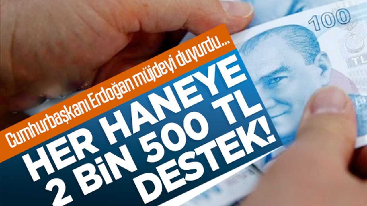 Cumhurbaşkanı Erdoğan açıkladı: Her haneye 2 bin 500 TL destek verilecek!