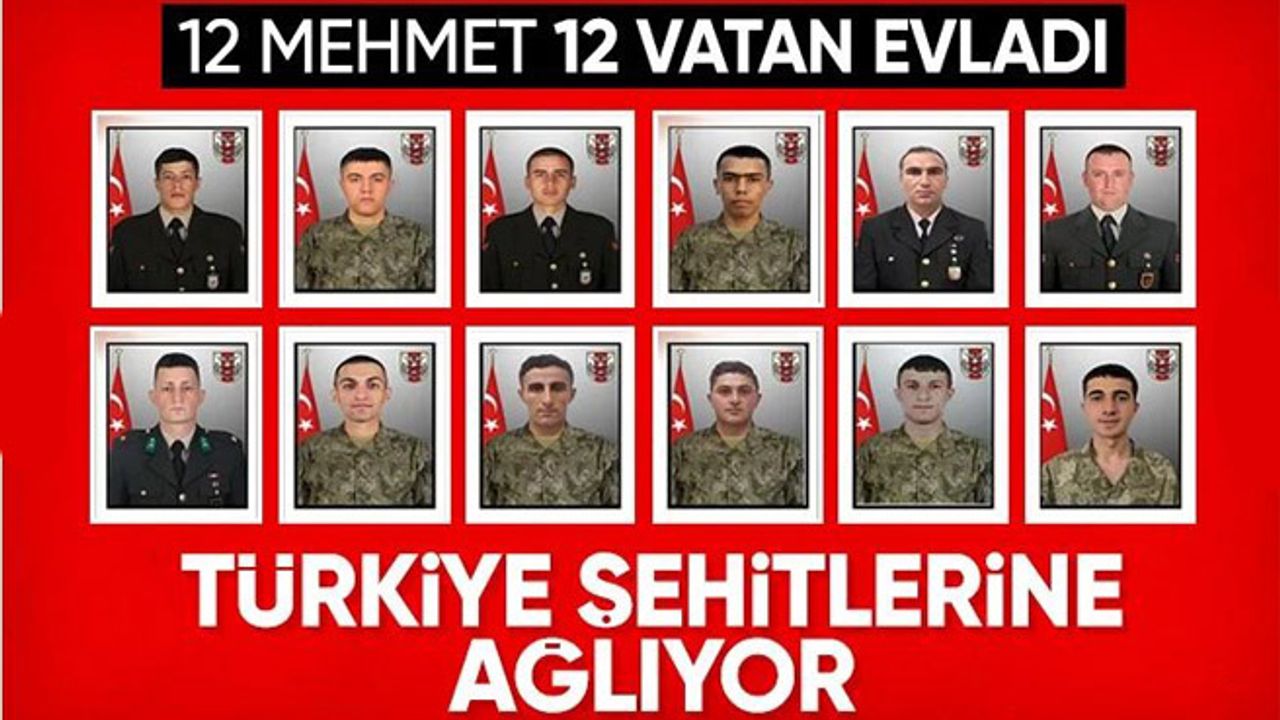 Türkiye'nin 12 kahraman şehidi...