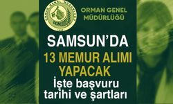 Orman Genel Müdürlüğü Samsun'da 13 memur alımı yapacak!