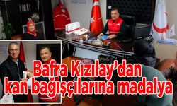 Bafra Kızılay’dan kan bağışçılarına madalya