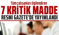 Resmi Gazete'de yayımlandı. Tüm çalışanları ilgilendiren 7 kritik madde!