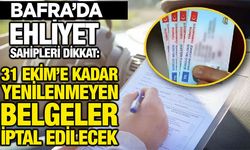 Bafra’da Ehliyet Sahipleri Dikkat: 31 Ekim’e Kadar Yenilenmeyen Belgeler İptal Edilecek