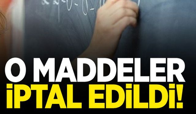 O maddeler iptal edildi!