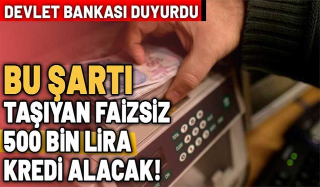 Devlet bankası duyurdu: Bu şartı taşıyanlara faizsiz 500 bin lira kredi verilecek!