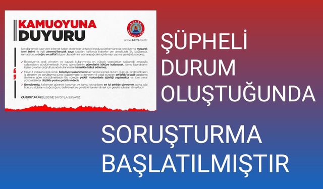 Bafra Belediyesinden Mezarlık Vurgunu Hakkında Açıklama