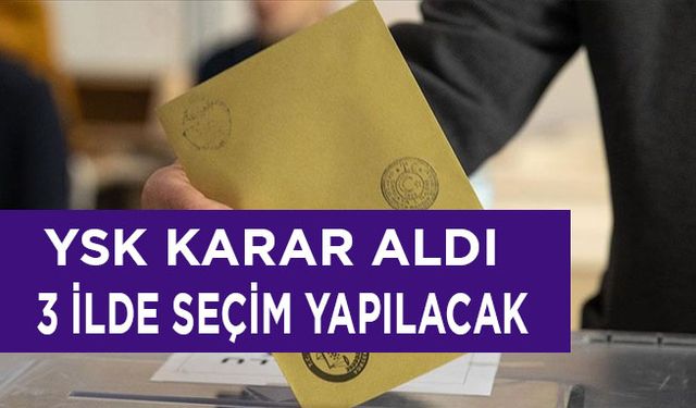 YSK karar aldı! 3 ilde seçim yapılacak