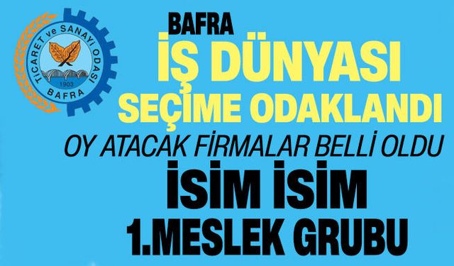 Bafra TSO seçimlerinde oy atacak firmalar belli oldu.