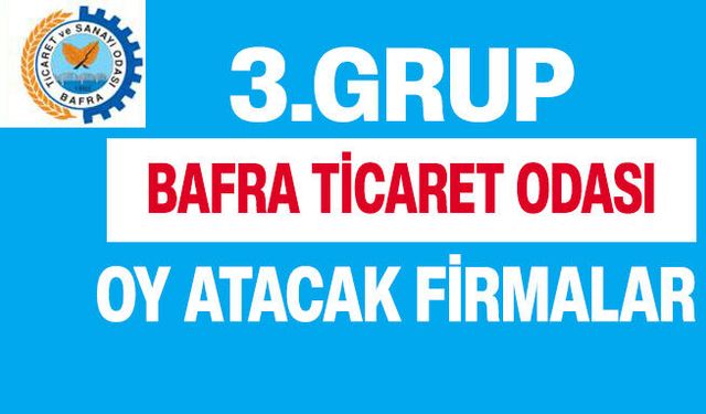 Bafra TSO seçimlerinde oy atacak 3.GRUP firmalarI belli oldu.