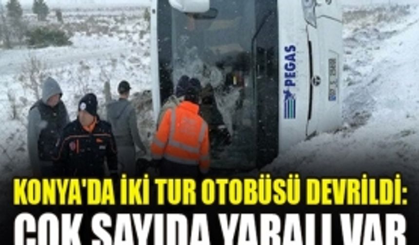 Son Dakika:İki tur otobüsü devrildi: Çok sayıda yaralı var