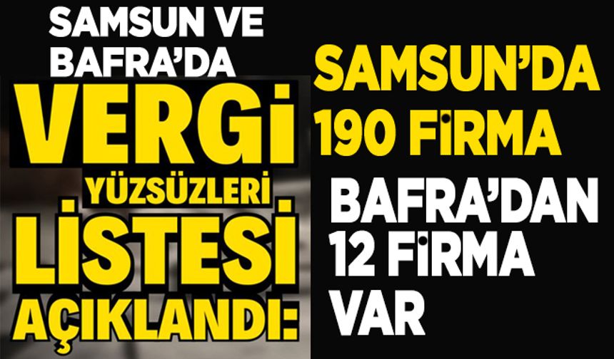 Samsun ve Bafra’da vergi yüzsüzlerinin listesi açıklandı! İşte o isimler