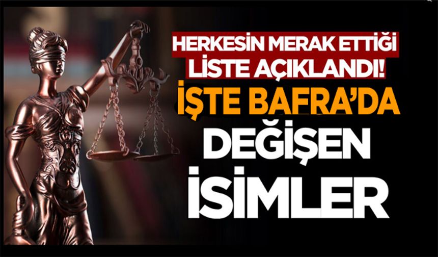 Bafra ve Samsun Adliyesi’nde Görev Değişikliği