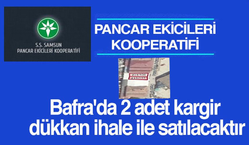 Samsun Bafra'da 2 adet kargir dükkan ihale ile satılacaktır